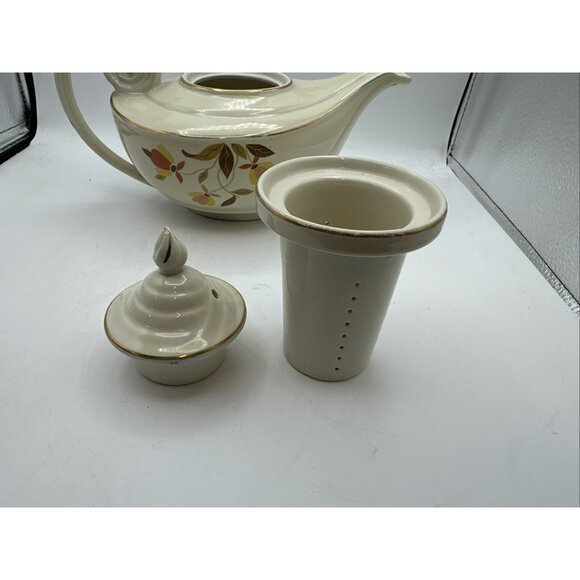 Aladdin Tea Pot Hall Autumn Leaf with Lid and Infuser Vintage MCM - Picture 8 of 15